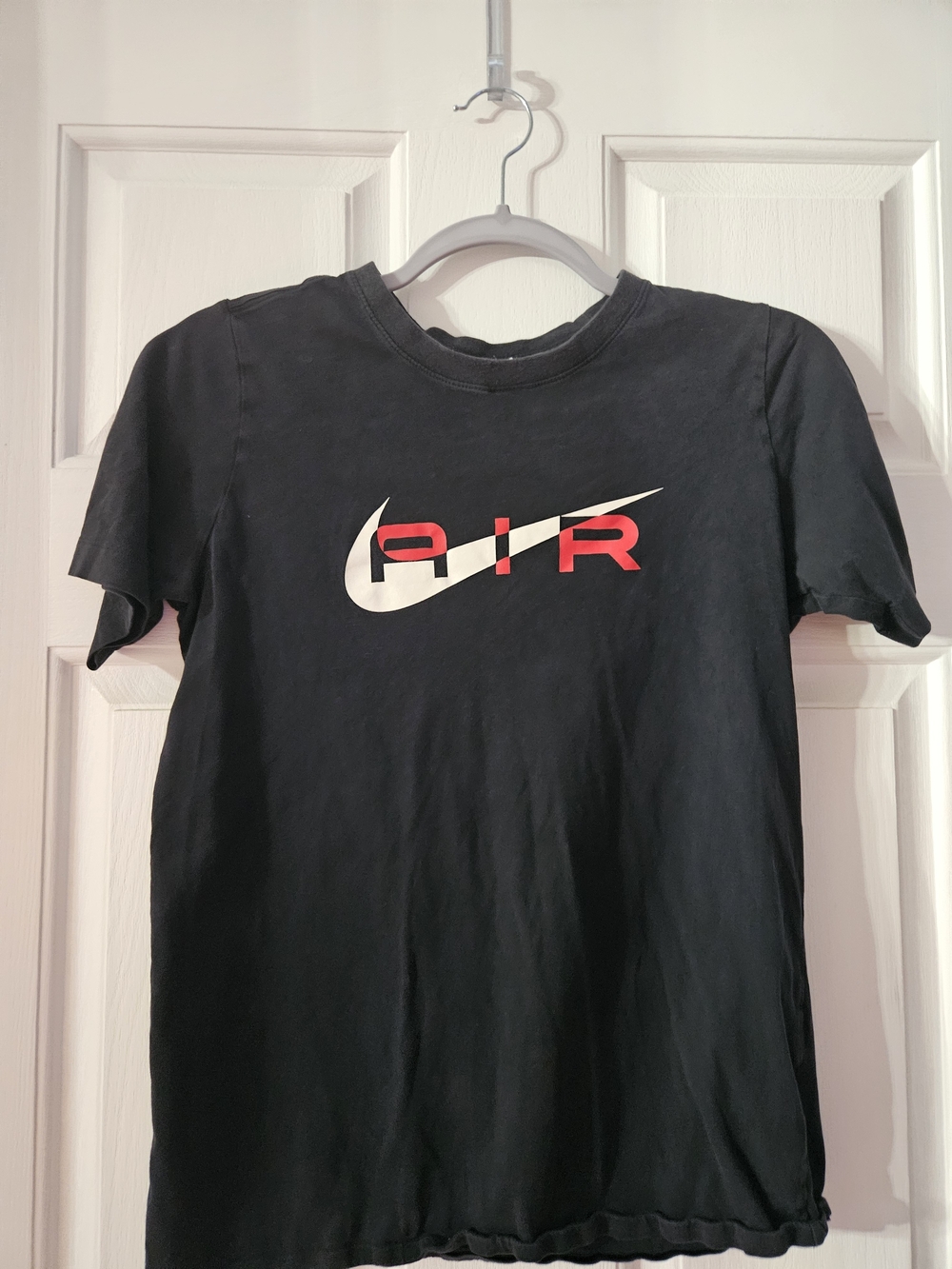 Nike Boy's Black Tee with White Swoosh and Red AIR Logo XL